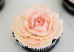 Mini Valentine Floral Arrangement paired with a Gluten Free Chocolate Ganache filled Cupcake