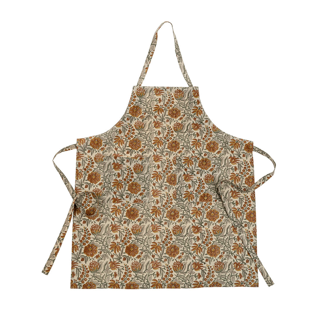 Floral rosalind patterned apron on a white background