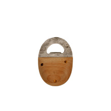 Acacia wood and stainless steel oval bottle opener