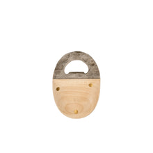 beech wood and stainless steel oval bottle opener