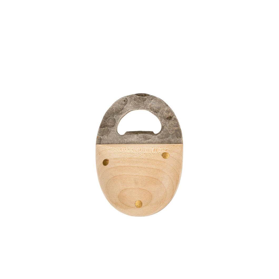 beech wood and stainless steel oval bottle opener