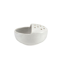 white berry bowl strainer stoneware on a white background
