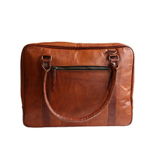 brown leather bag back