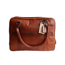 brown leather bag front