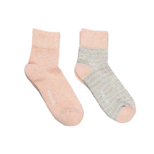 Pima Cotton Socks  Striped 2 Pack Blush and grey