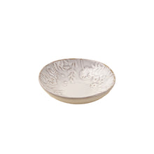 Wildflower mini stoneware dish off-white with a floral border