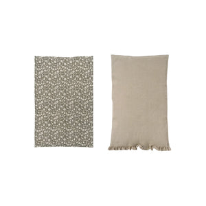 Muted Olive Cotton Tea Towel Set