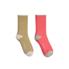 Pima cotton heel toe socks in beige and coral pink