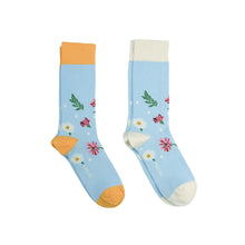 Pima Cotton Socks Daisy Days 2 Pack- Blue, Orange, Cream, Daisy Pattern