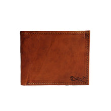 brown leather bi-fold wallet