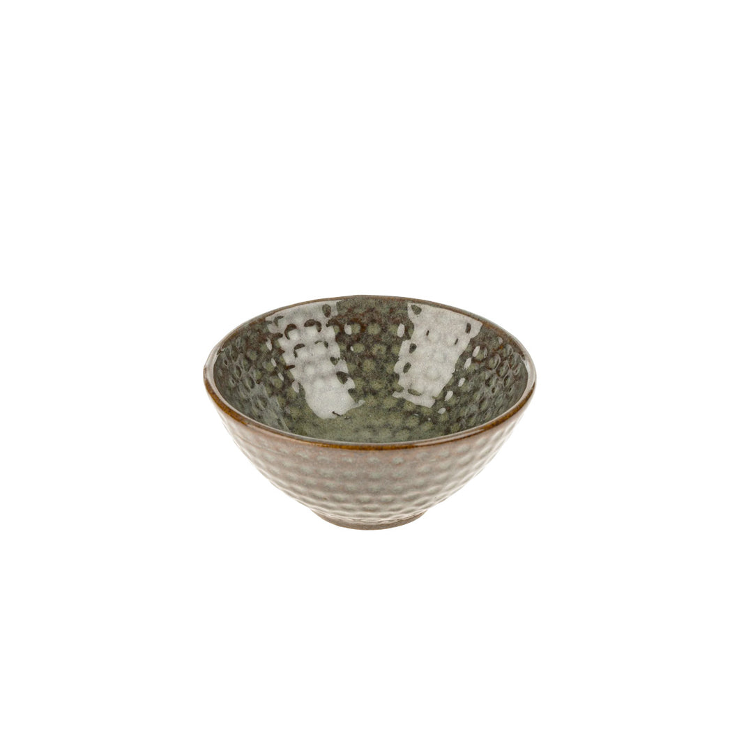 small hammered bowl in forest green