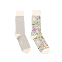 Pima Cotton Socks Garden 2 Pack- Beige and Cream with Floral Pattern