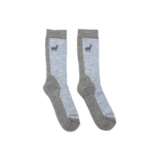 Pair of grey and beige hiker socks 