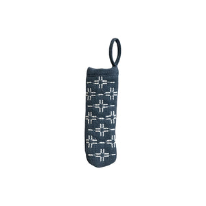 Cotton Pan Handle Cover in Grey with White Embroidered Pattern