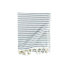 Grey striped Turkish cotton towel with tassels 