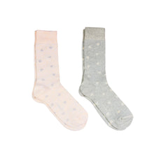 White and Grey pairs of socks with heart pattern