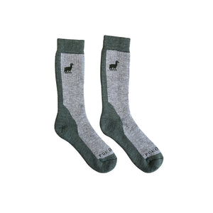 Pokoloko Alpaca Wool Green and Grey Hiker Socks