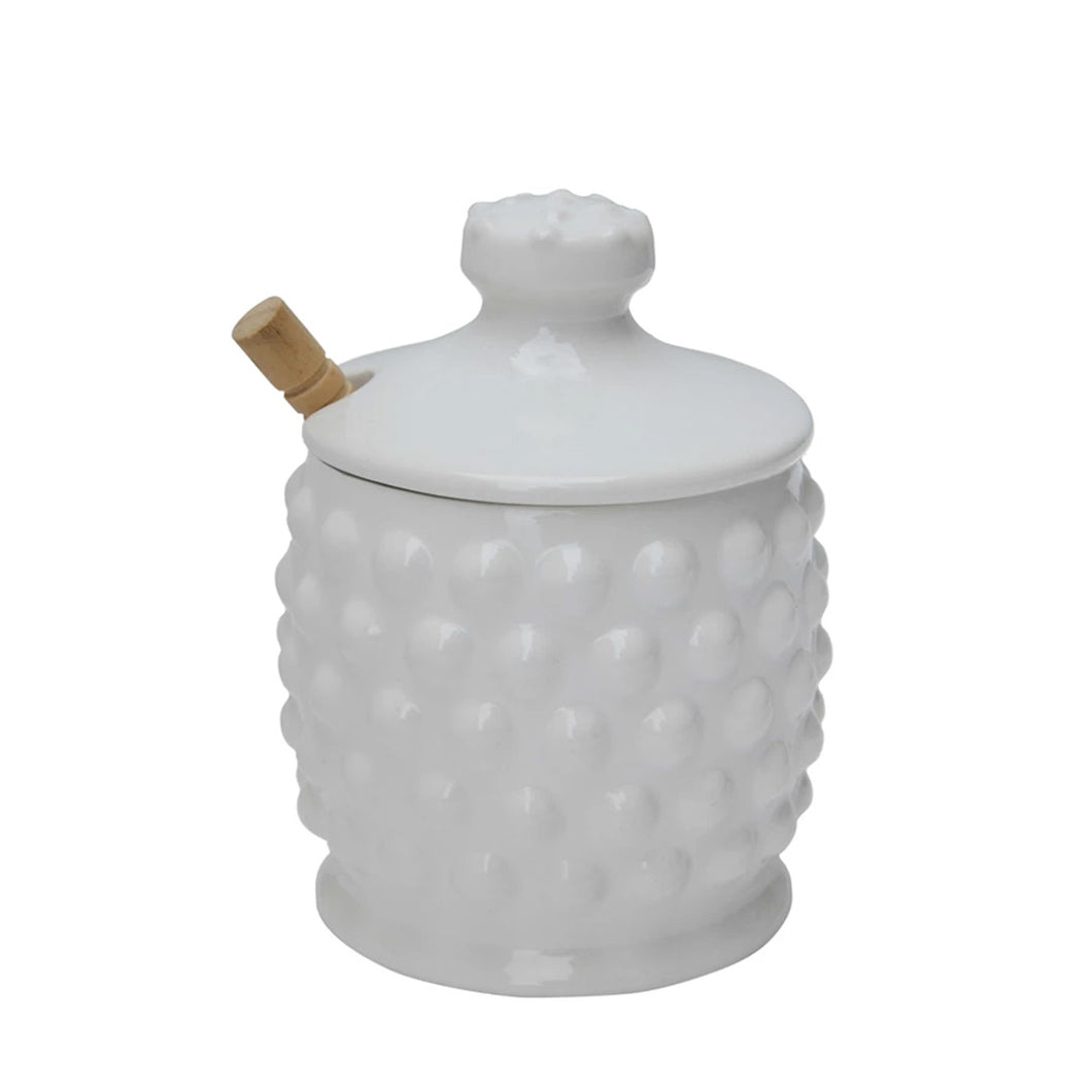 Photo of Creative Co-op's Hobnail Honey Jar and Honey Dipper