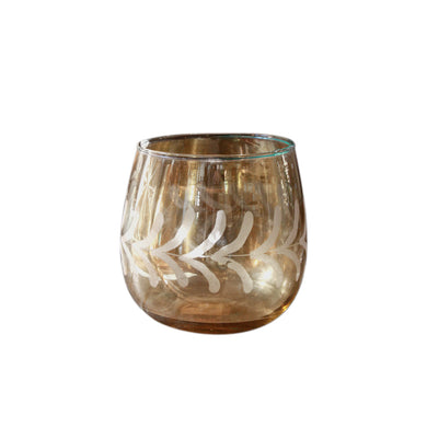 small gold etched glass hurricane