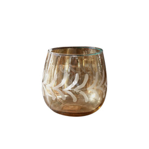 small gold etched glass hurricane