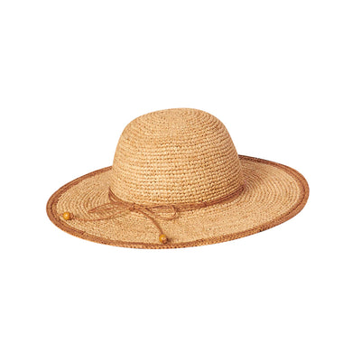Straw wide brim hat with twine bow