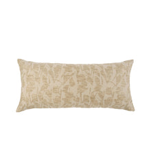 Beige patterned floral pillow on a white background 