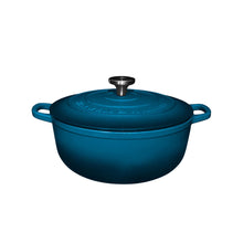 Blue cast iron 6.2L round casserole dish