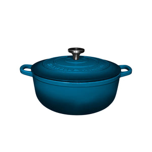 Blue cast iron 6.2L round casserole dish
