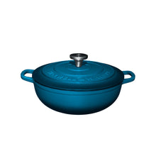 Blue 4L cast iron round casserole dish
