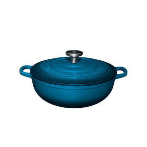 Blue 4L cast iron round casserole dish