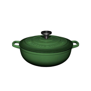 Green 4L cast iron round casserole dish