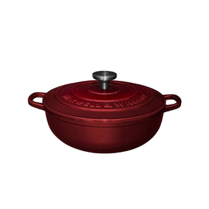Red 4L cast iron round casserole dish