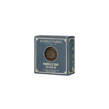 A square box of Marius Fabre Marseille Soap, made from 100% olive oil, shown on a plain white background.
