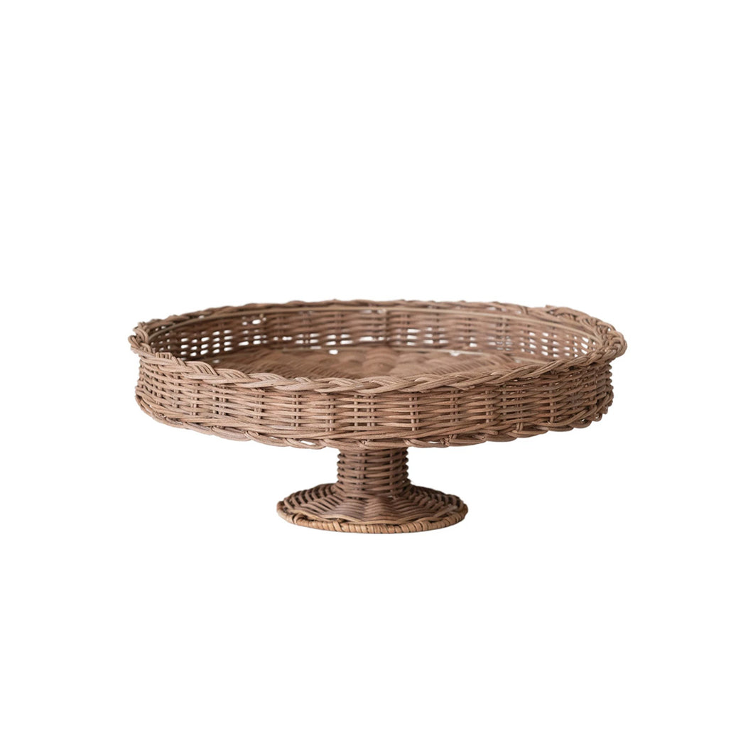 Hand-Woven Rattan Pedestal