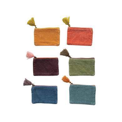 colourful velvet zip pouches