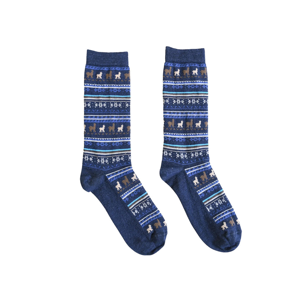 Pokoloko Alpaca Socks Space Blue Print