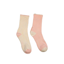 Pima cotton heel toe socks in cream and baby pink
