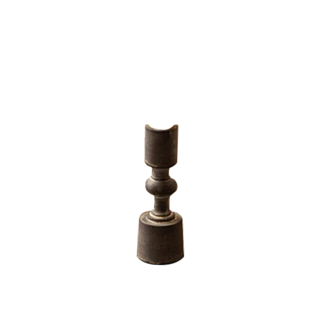 short brown candle holder on a white background