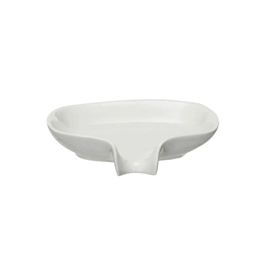 White Stoneware Soap Dish with Spout