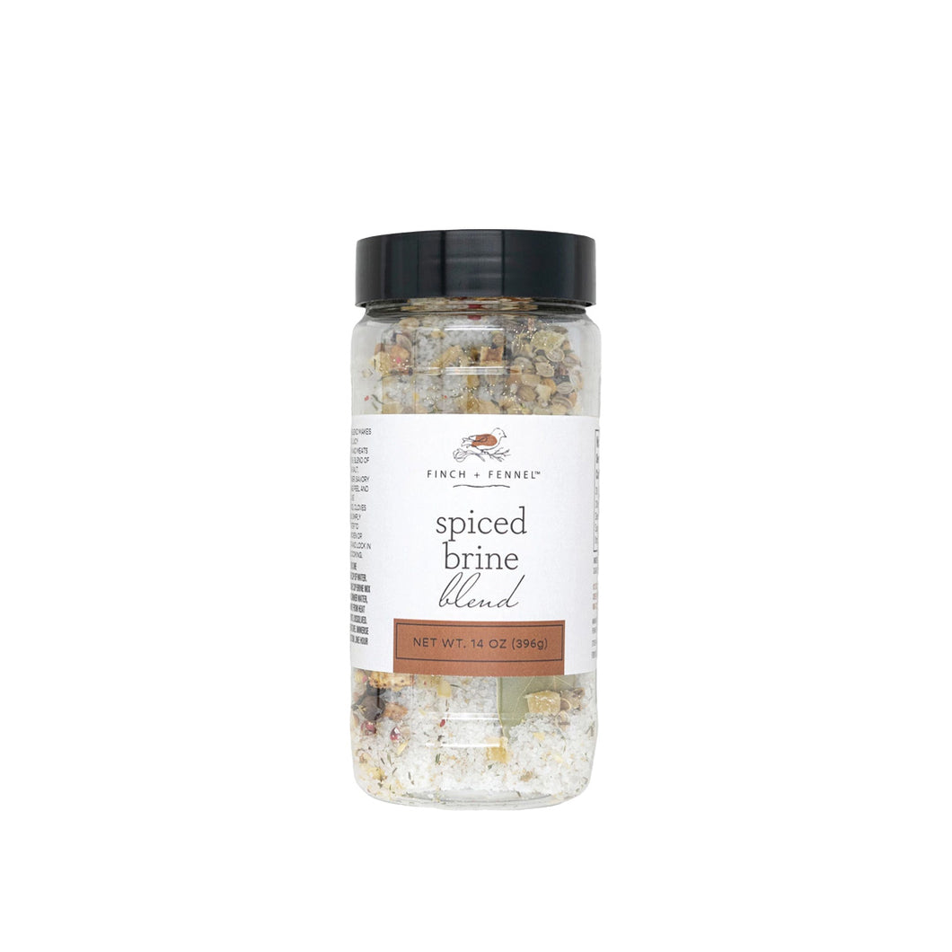 finch + fennel spiced brine blend in a plastic jar