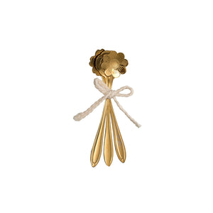 set of 3 gold flower spoon set tied