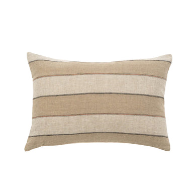 Beige striped linen pillow