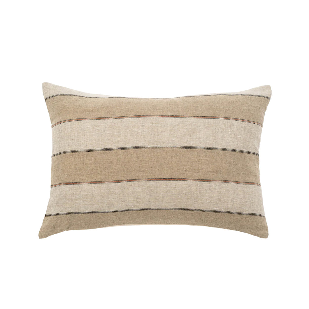 Beige striped linen pillow
