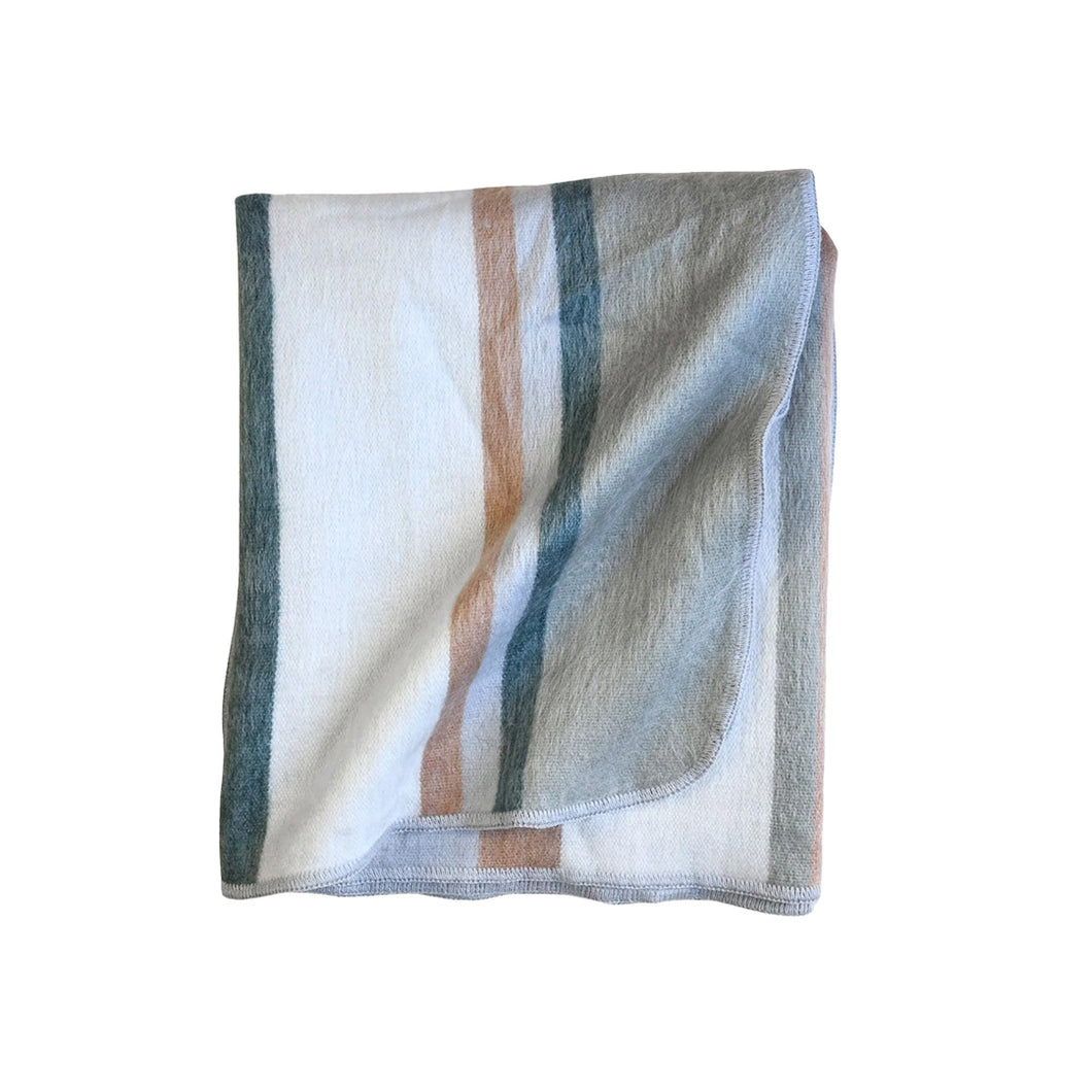 Pokoloko alpaca wool striped throw blanket earth colour