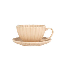 Ribbed Stoneware Teacup and Saucer