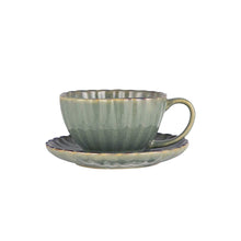 Ribbed Stoneware Teacup and Saucer