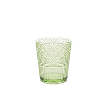 Green floral patterned acrylic double old fashion glass