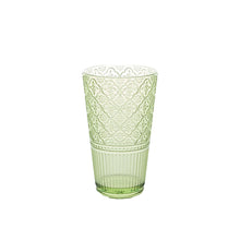green acrylic floral patterned ice tea glass