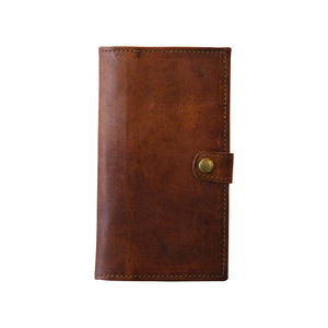 folded leather wallet with snap closure