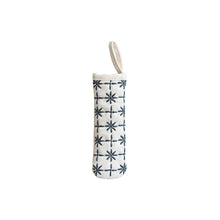 Cotton Pan Handle Cover in White with Grey Embroidered Pattern